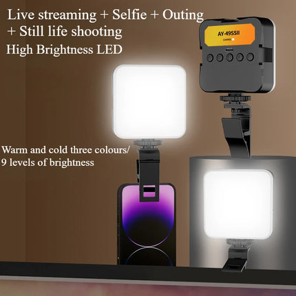 Mini Selfie Fill Light Rechargeable 3 Modes Adjustable Brightness Portable Clip On For Mobile Phone Make Up Computer Fill Light