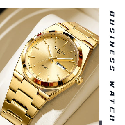 Men's Quartz Watch Luxury Waterproof Luminous Date Week Stainless Steel Men's Watch Male Wristwatches