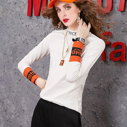 Autumn New Women's Long-sleeved T-shirt Half-high Collar Women's Top Woman clothing Female clothing
