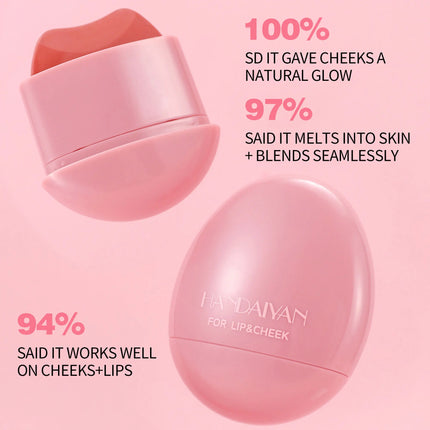 HANDAIYAN 5-Color Matte Pink Pebble Blush Waterproof & Sweat-Resistant Easy Application Dual-Use for Lips & Cheeks