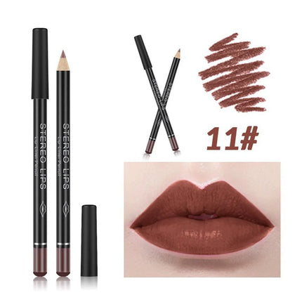 12PCS Matte Lip Liner Pencils Waterproof Long Lasting Pigments Smooth Colorful Nude Silk Lip Makeup