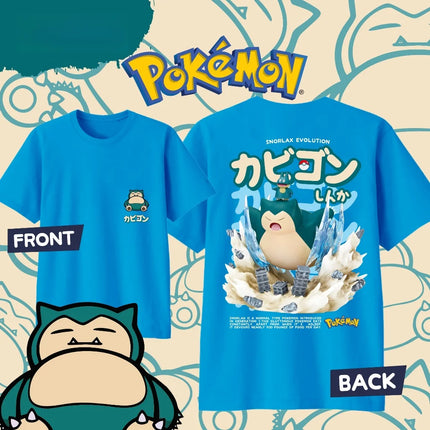 Anime Pokémon Snorlax Printed Cotton T-shirt Summer Men's and Women's Harajuku Clothing Fashion Casual Street T-shirt Fan Gifts