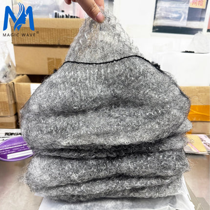 20inch 50gram/pack Grey Afro Kinky Human Hair Bulk Micro Twist Braiding QVR Afro Kinky Human Hair Bulk Dreadlock Loks Extensions