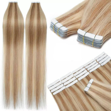 Real Human Hair Straight Tape In Extensions Double Sided For Skin Weft Tape In Hair Extensions 20Pcs Seamless Hair Extensions