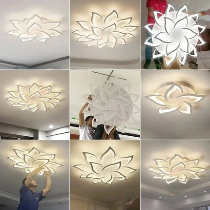 IRALAN Nordic Minimalist Ceiling Light With Remote Control Living Room Modern Creative Petal Design Ceiling Lamp Fixture Bedroom