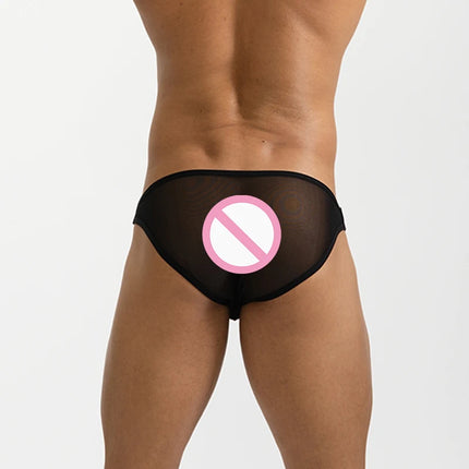 Men's Sexy See Through Ice Silk Underwear Mesh U Bulge Pouch Personality Panties Transparent Ultra-Thin Breathable Underpants