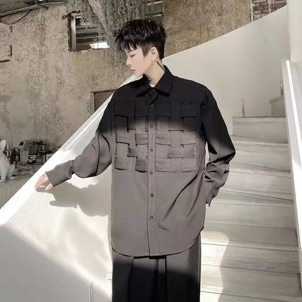 Loose Long Sleeve Men's Shirt Designer Dark Casual Fashion Stylist Cool Handsome Style Street Trend Polyester Fiber Adult Male
