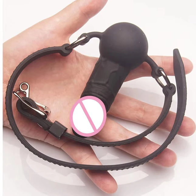 BDSM Silicone Penis/Dildo Mouth Penetration/Ball Gag Reversible Dual Use,Sex Toys For Couples,Bondage