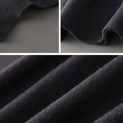 Men's T-shirt summer worsted wool sweater short-sleeved casual solid color men's clothes POLO collar knitted Tops loose Blouse