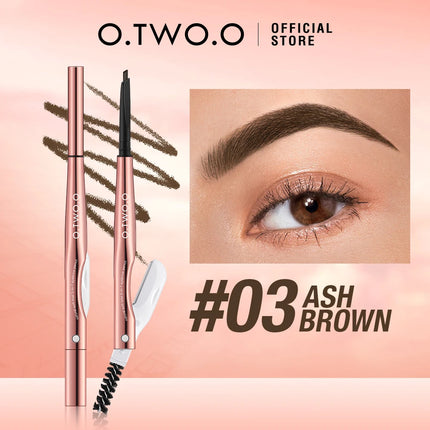 O.TWO.O Eyebrow Pencil 3 in 1 24 Hours Waterproof Long Lasting 4 Colors Brown with Eyebrow Trimmer Cosmetics Makeup Brow Pencil