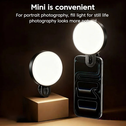 Mini LED Fill Light Portable Pocket Clip Lamp USB Rechargeable for iPhone Android iPad Laptop Video Vlog Live Photography