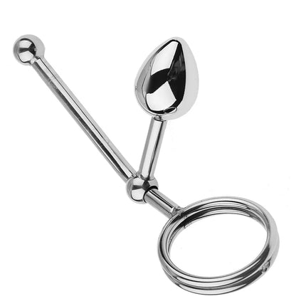 Removable Anal Butt Plug with Adjustable Penis Ring Metal Sexy Detachable Anal Plug Steel Single Double Ball Adult Toys for Men
