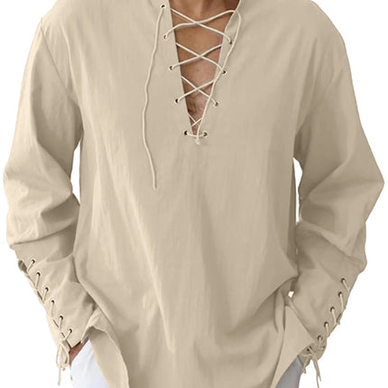 Men's Medieval Viking shirt Renaissance Shirt Pirate Men's Long-Sleeved Halloween Cosplay Costume, Daily Casual Shirt
