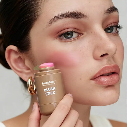 2-in-1 Cream Blush Stick - Waterproof Matte & Skin-Fusing, Long-Lasting Natural Red, Highly Pigmented & Easy Blend