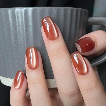 7.5ML Amber Moonlight Cat Magnetic Gel High Glossy Luxury Coffee Series Cat Eye Gel Soak Off UV Semi-Permanent Nail Art Varnish
