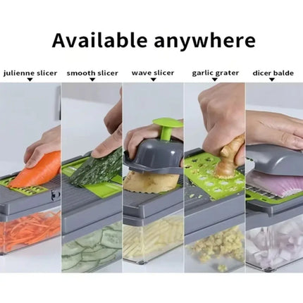 16 in 1 Multifunctional Vegetable Slicer Mandoline Cutter Food Chopper Grater with Container for Kitchen Onion Salad Potato