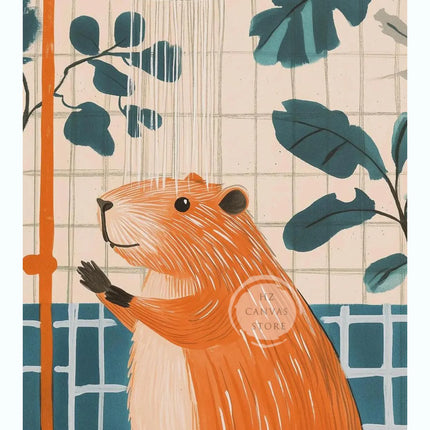 Adorable Capybara Dachshund Penguin Cat Bathroom Wall Art Canvas Poster Dopamine Decor Funny Animal Illustration Poster for Home