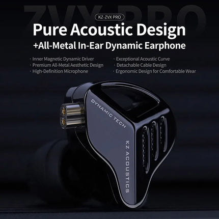KZ ZVX Pro Earphones Dynamic HIFI Bass Earbuds in Ear Monitor Headphones Sport Noise Cancelling Headset