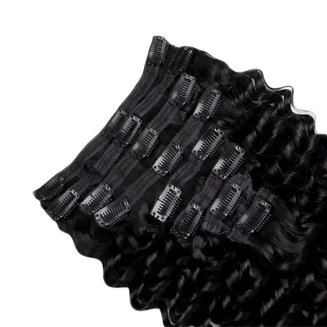 Human Hair Deep Wave Clip In Hair Extensions Brazilian Clip In 8 Pcs/Set Natural Black Color Clip Ins Remy Hair 10-26 Inch 120G