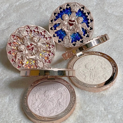 Flower Knows Little Angel Series Cosmetics 4 Color Relief Highlights Matte Shimmer Sense Delicate Contour Palette Makeup