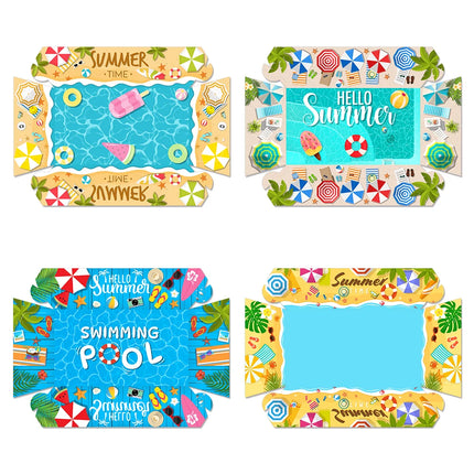 4/8/12pcs Hawaiian Party Mini Snack Trays Summer Beach Pool Print Paper Food Trays Tropical Hawaii Theme Birthday Party Decor