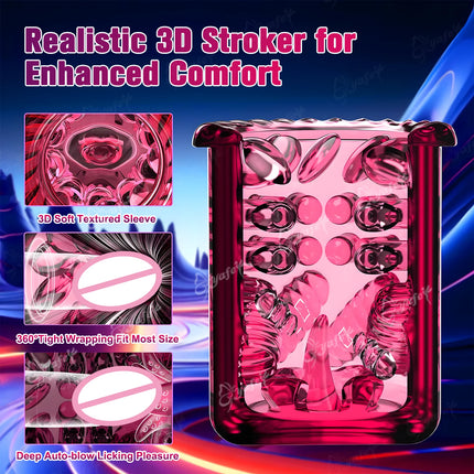 Automatic Male Masturbator For Men 9 Vibration 6 Sucking Rotating Licking Telescopic Modes Pocket Pussy Stroker Blowjob Sex Toys