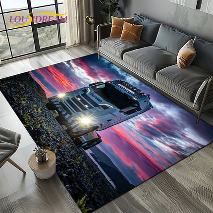 2025 New 3D S-Scania Top Class Truck Lorry Cartoon Rug Carpet for Living Room Bedroom Home Decor, Floor Mat Non-slip Sofa Doormat