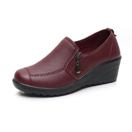 Classic Genuine Leather Women Shoes Round Toe Casual Comfortable Women's Wedge Shoes Spring Autumn Fashion Mother Shoes 10models