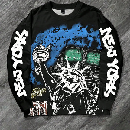 The new men's round-neck sweatshirt for Spring and Autumn 2025 is casual fashionable and comfortable with 3D pattern printing