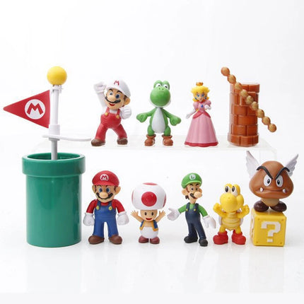 12-18pcs/set Super Mario Bros PVC Action Figure Toys Dolls Model Set Luigi Yoshi Donkey Kong Mushroom for Kids Birthday Gifts@