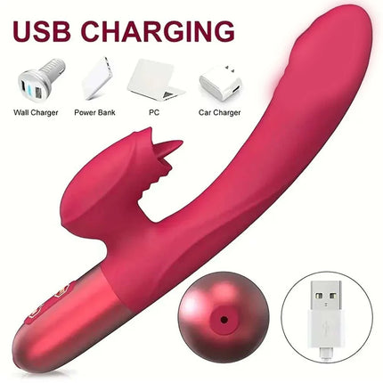 Powerful Rabbit Vibrator For Women G Spot Telescopic Rotating Clitoris Vagina Stimulator Female Masturbator For Adult Sexy Toys