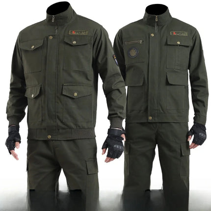 Thickened Work Uniform Set for Men Spring Autumn Auto Repair Welding Heat Resistant Wearable Labor Protection Clothing for Co...