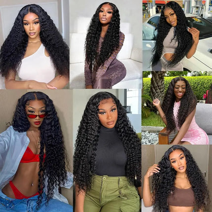 Human Hair Deep Wave Clip In Hair Extensions Brazilian Clip In 8 Pcs/Set Natural Black Color Clip Ins Remy Hair 10-26 Inch 120G