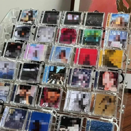 1/50pcs Clear Peripheral Commemorative Album Blank Mini CD Case Pendant For DIY Keychains Backpack Hanging Decoration Keyrings