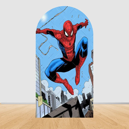 Spider Man Arch Backdrop Cover Web Pattern Design For Boys Birthday Party Superhero Theme Photo Booth Background Decor Prop