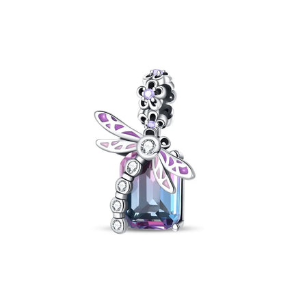 Purple Series 925 Sterling Silver Lily of the Valley Rose Mermaid Witch Hat Charm Fit DIY Bracelet Necklace Charming Gifts