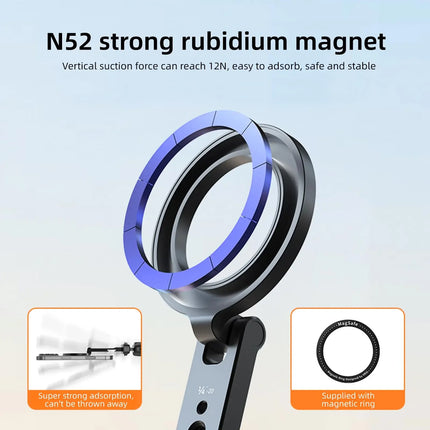 Magnetic Phone Holder Stand MagSafe Cold Shoe Tripod Mount w 1/4 Screw for iPhone Android Phone Desktop Live Streaming Vlog