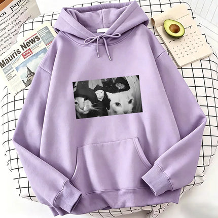 Hip Hop Cat Print Hoodies Spring Autumn Winter Casual Hoodies Sweatshirts Men Women Tops Streetwear Cat Hoodie Sweatshirt