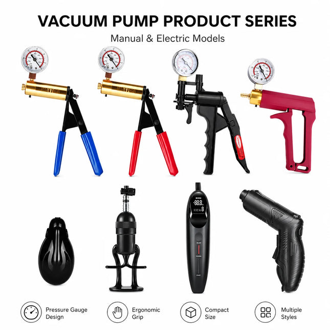 Electric Manual Handle Accessory Vacuum Pump Penis Pump Anal Pump for Adult Negative Pressure Exercise Suction Pressure Gauge