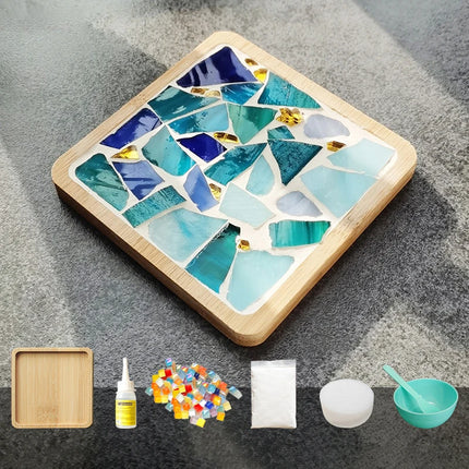 Handmade DIY Mosaic Cup Mat Bottom Bamboo Pad Early Education Free Creation Handicraft Toys