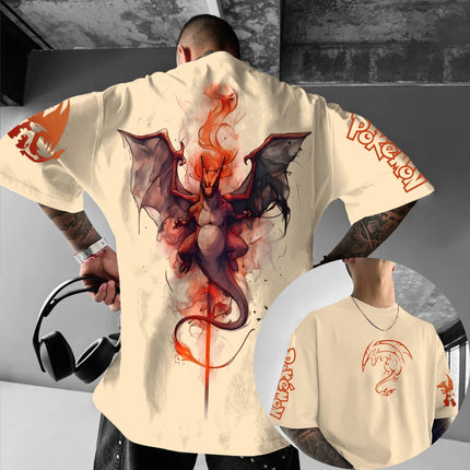 Summer Anime Pokémon Cosplay T-Shirt Cotton Short Sleeve Tops Casual Loose Retro T-Shirt Men Women Family Matching Outfits Tops