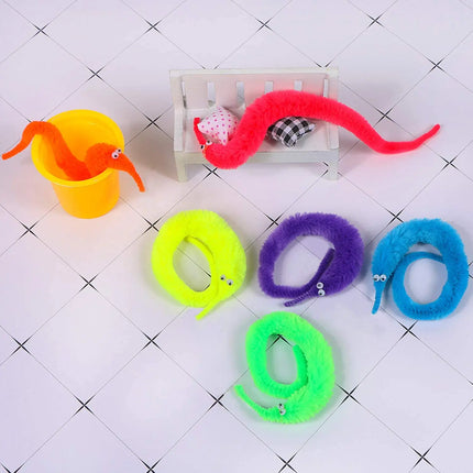 Fuzzy Magic Worm Trick Toys For Kids Wiggly Twisty Worm On a Invisible String Carnival Party Favors Children Magic Props