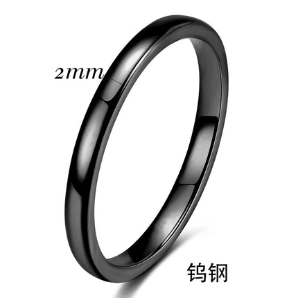 2mm Round Thin Tungsten Carbide Ring For Woman Men Fashion Smooth Simplicity Rings Hight Quality Jewelry