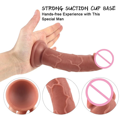 Realistic Big Glans Dildo Soft Silicone Huge Dick Strong Man Penis with Suction Cup Anal Vaginal Masturbators Sex Cock Adult 18+