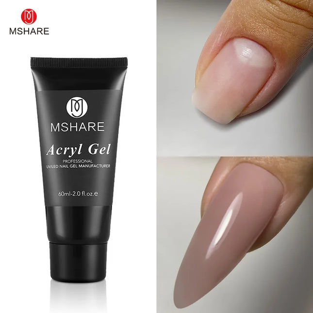 MSHARE Poly Nail Extension Gel TPO Hema Free Milky White Nails 60g Nail Extension Camouflage Quick Building Finger 60ml