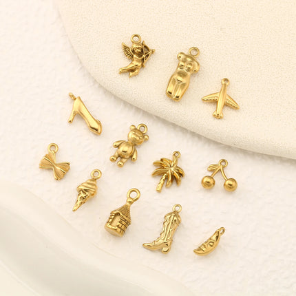 3Pcs Airplane/Body/Cowboy Boot/Ox Horn Charms Stainless Steel Waterproof Pendants DIY Earrings Necklace Jewelry Making Findings