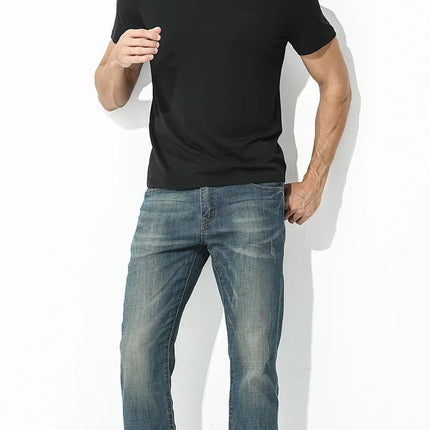 94% Modal 6% Spandex Summer Short Sleeve T-shirt Men Crew Neck Solid Color Casual Underwear Brand High Quality Mens Clothing New