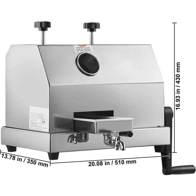 【Premium】SucceBuy Commercial Sugar Cane Juicer 110LBS/H High Output Sugarcane Juicer  hine w/3 Stainless Steel Rollers 2.4" Larg