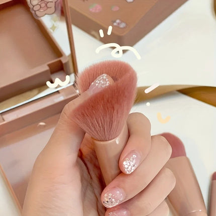 5Pcs Portable Makeup Brush Set With Mirror -  Foldable Travel Kit ，Mini Makeup Brush Set Travel Makeup Brush Set