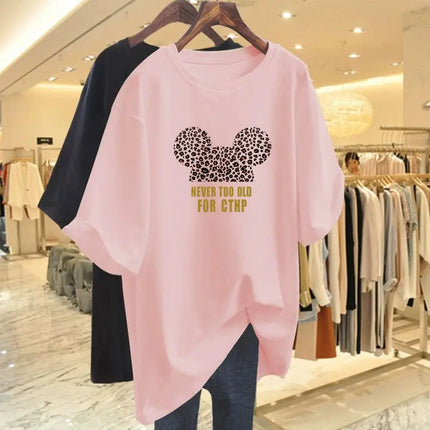 Summer Pure Cotton Fashion Letter Print T-Shirts Women Casual Oversized O-Neck Short Sleeve Top Tee Basic Pullovers M-6XL